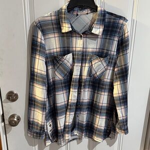 Blue and White Plaid Men's Shirt